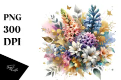 Abstract Vibrant Bouquet Gold Foil Product Image 1