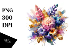 Abstract Vibrant Bouquet Gold Foil Product Image 1