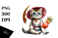 Cute Kitten in Beachwear, High-Res PNG Product Image 1