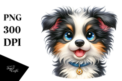 Watercolor Baby Cartoon Border Collie, Transparent PNG Product Image 1