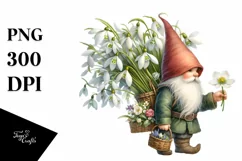 Detailed Gnome Snowdrop Bouquet Sublimation Clipart Product Image 3