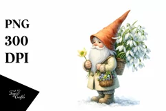 Detailed Gnome Snowdrop Bouquet Sublimation Clipart Product Image 1
