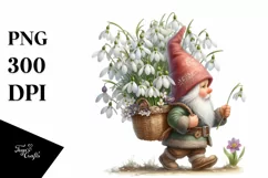 Detailed Gnome Snowdrop Bouquet Sublimation Clipart Product Image 3