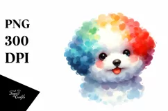 Watercolor Cute Colorful Bichon Frise Clipart Product Image 1