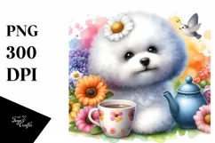 Cute Colorful Bichon Frise Sublimation Clipart Product Image 1