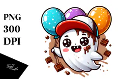 Cute Baby Ghost with Chocolate Face PNG Product Image 1