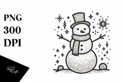 Simple Snowman Glittery Contour PNG Product Image 1