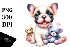 Digital Watercolor Baby French Bulldog, High-Res PNG Product Image 1