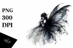 Washed Watercolor Gothic Fairy Clipart Product Image 3