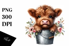 Cute Baby Highland Cow PNG Product Image 1