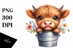 Cute Baby Highland Cow PNG Product Image 1