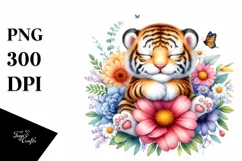 Colorful Cute Tiger Flower Clipart Product Image 3
