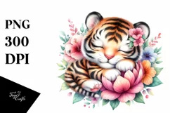 Colorful Baby Tiger Sleeping in Flower | Sublimation | Product Image 3