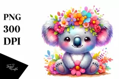 Colorful Watercolor Koala Sitting on a Flower Product Image 3