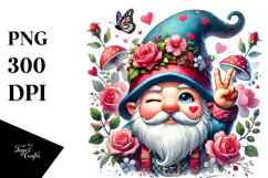 Colorful Valentines Gnome Painting PNG Product Image 1