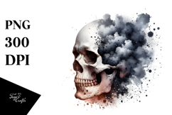 Watercolor Skull Half Splashes PNG Product Image 1