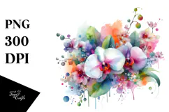 Colorful Orchid Painting PNG Product Image 1