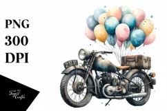 Vintage Dirty Motorcycle Balloons Clipart Product Image 3