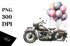 Vintage Dirty Motorcycle Balloons Clipart Product Image 1