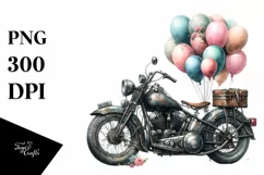 Vintage Dirty Motorcycle Balloons Clipart Product Image 3