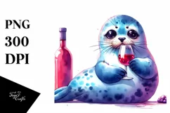 Funny Cute Vibrant Watercolor Seal | Clipart Product Image 1