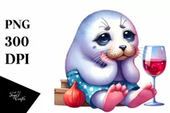 Funny Cute Vibrant Watercolor Seal | Clipart Product Image 3
