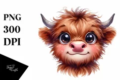 Funny Expressive Highland Cow PNG Product Image 1