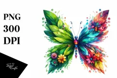 Butterfly with Flowers, Transparent PNG Product Image 1