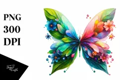 Butterfly with Flowers, Transparent PNG Product Image 1