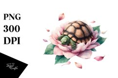 Sleeping Turtle Flower Clipart Product Image 1