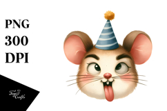 Sarcastic Mouse with Party Hat, PNG Product Image 1