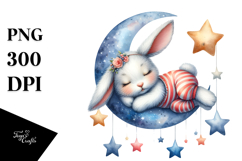 Cute Baby Bunny Sleeping on Moon for Summer Product Image 1