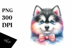 Cute Colorful Siberian Husky Sublimation Clipart Product Image 3