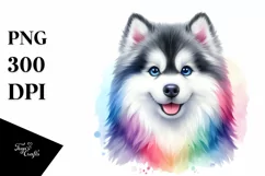 Cute Colorful Siberian Husky Sublimation Clipart Product Image 1