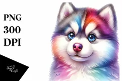 Cute Colorful Siberian Husky Sublimation Clipart Product Image 3