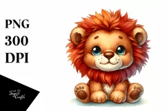 Plush Lion Colorful Watercolor Sticker Clipart Product Image 1
