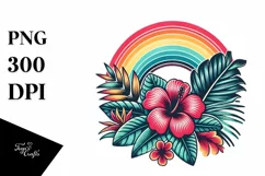 Retro Tropical Flower Rainbow Clipart Product Image 1