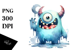 Funny Monster, Washed Watercolor PNG Product Image 1