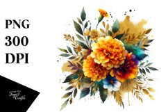 Vibrant Bouquet Gold Foil Marigold Splash | Sublimation | Product Image 3