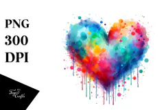 Red Heart Paintbrush Style PNG Product Image 1