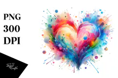 Colorful Paintbrush Style Heart PNG Product Image 1