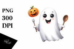 Funny Halloween Ghost Watercolor Sticker Clipart Product Image 3