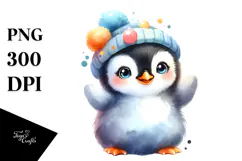 Energetic Baby Penguin PNG Product Image 1