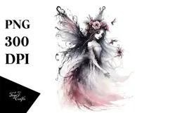Washed Gothic Fairy Watercolor PNG Product Image 1