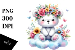 Cartoon-Style Watercolor Bear PNG Product Image 1
