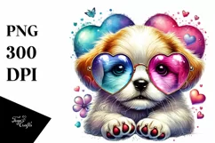 Colorful Puppy with Sunglasses, Transparent PNG Product Image 1