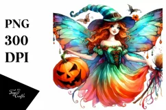 Fairy Dressed for Halloween Pumpkins | Sublimation | Clipart Product Image 1