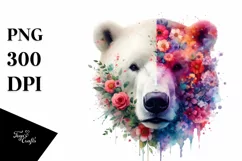 Vibrant Artistic Watercolor Polar Bear Clipart Product Image 1