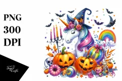 Vibrant Halloween Unicorn Clipart Product Image 1