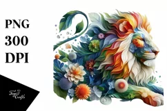 Lion with Flowers, Transparent PNG Product Image 1